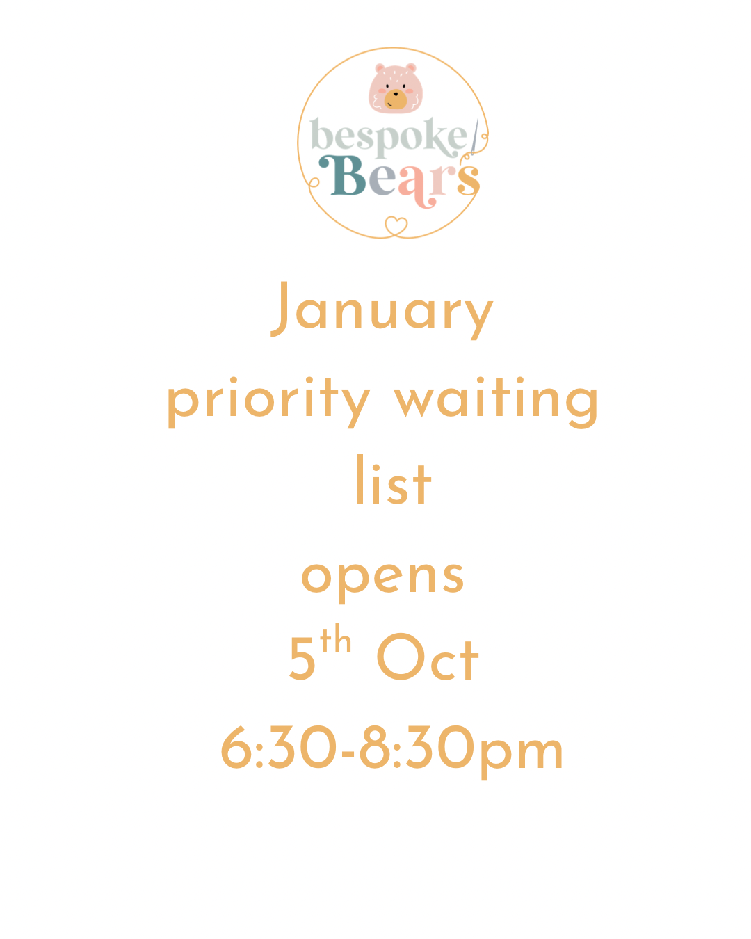 PRIORITY WAITING LIST - £10 per keepsake (released on 5th Oct)